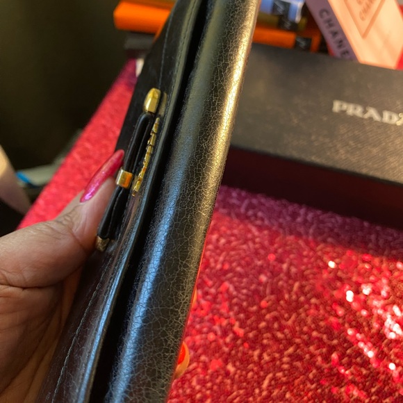 Authentic Prada Vitello Calf Skin Leather Continental Bow Wallet - Picture 14 of 15